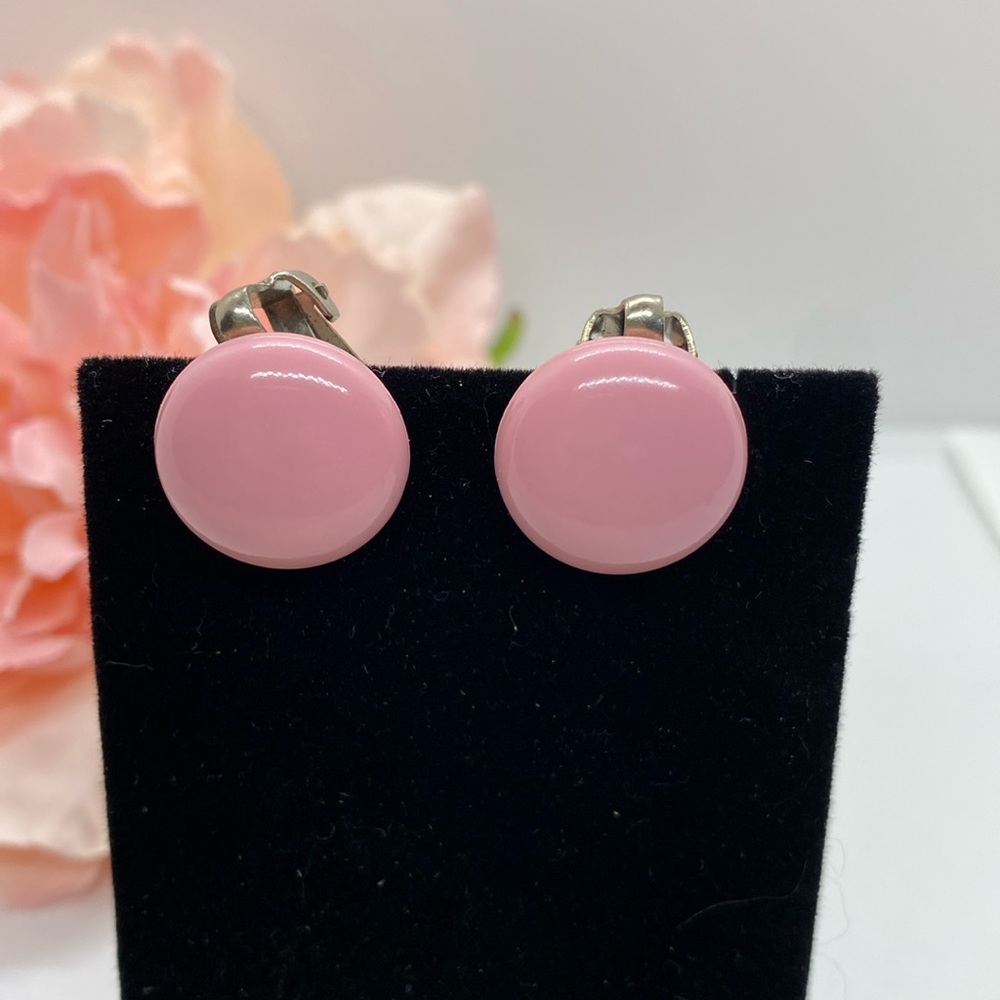 Vintage pink JAPAN stamped clip earrings
